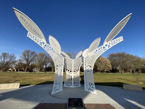 Tree of Life, permanent public art installation, metal, 16ft | Public Sculptures by Hilde DeBruyne Art & Design LLC | Terra Park in Johnston