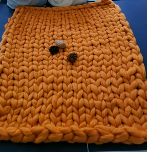 40"×60" Merino Wool blanket | Linens & Bedding by Knit Like A Boss