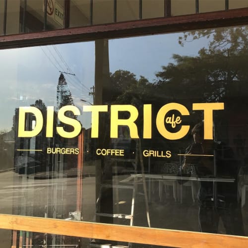 Glass Lettering | Signage by Cape Town Signwriting | District Cafe in Cape Town