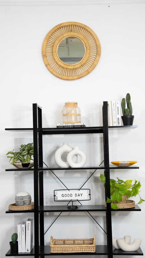 Handmade 23.5 Round Boho Rattan Hanging Mirror | Decorative Objects by Amara