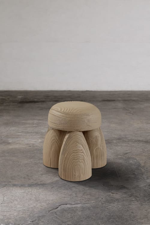 ELEMENTOS Earth Stool Sandblasted Pine By Daniel Couttolenc | Chairs by Daniel Couttolenc