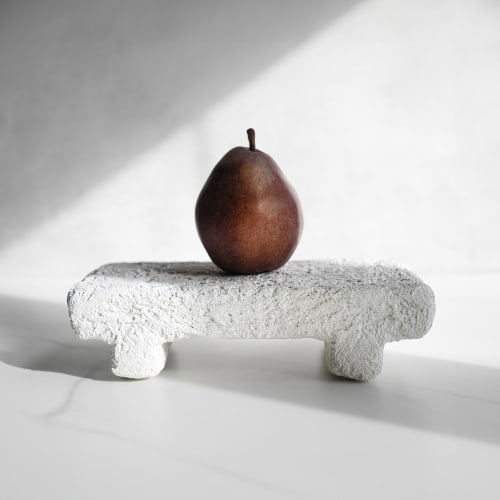 Medium Shelf Riser in Textured Alpine White Concrete | Decorative Tray in Decorative Objects by Carolyn Powers Designs