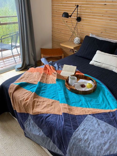 Mountain View Quilt - Turquoise - Hemp, Organic Cotton | Linens & Bedding by Studio Prismatic