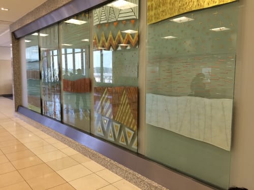 African Textile Glass Panels | Art & Wall Decor by Cheryl R. Riley | Hartsfield-Jackson Atlanta International Airport in Atlanta
