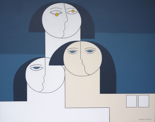 L’Art de L’Équilibre — Minimalist Figurative Painting | Oil And Acrylic Painting in Paintings by Hildegarde Handsaeme