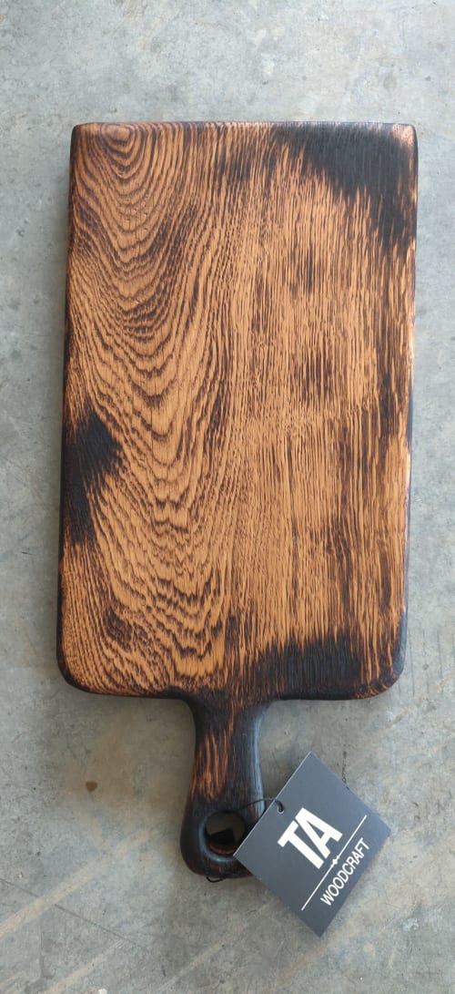 French Oak Blackened Boards with Handle | Tableware by Todd Alan Woodcraft | Todd Alan Woodcraft in Vancouver
