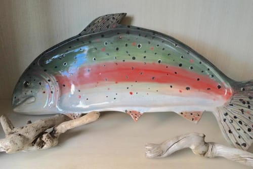Rainbow trout ceramic set | Tableware by Amakaik Patagonia ceramics