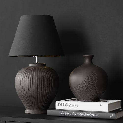 Handcarved black ceramic vase - Olive | Vases & Vessels by ENOceramics