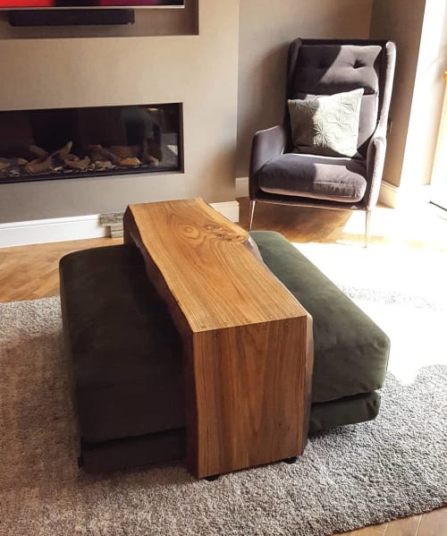 English Elm Double Cascade Ottoman | Benches & Ottomans by Handmade in Brighton