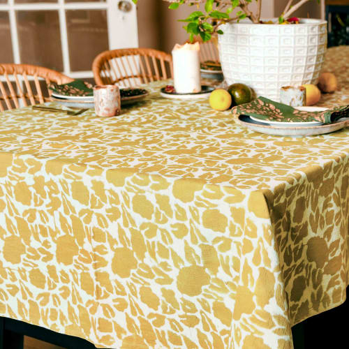 Yan - Mustard Tablecloth | Linens & Bedding by ichcha
