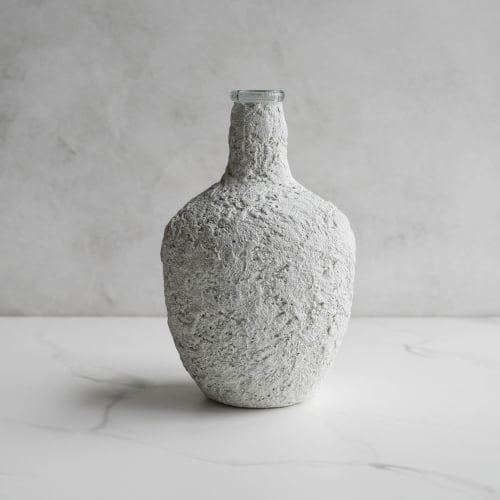 Extra Large Vessel Vase in Textured Alpine White Concrete | Vases & Vessels by Carolyn Powers Designs