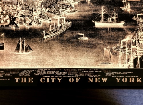 Backlit vintage map: 1883 Manhattan | Wall Hangings by Radiant Maps