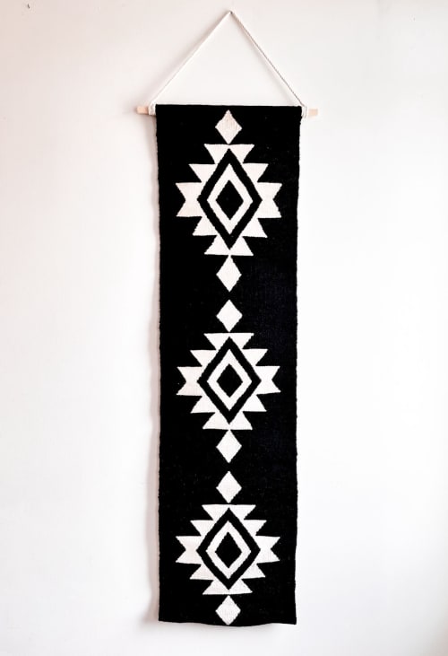Wall Hanging – Black & Ivory Geometric Tapestry | Wall Hangings by Mumo Toronto