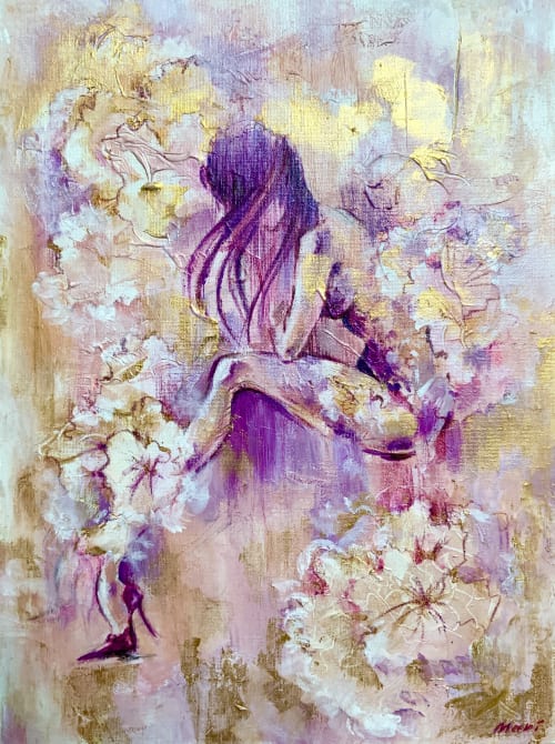 "Silent Bloom" Original Figurative Painting | Paintings by Marina Saba Fine Art