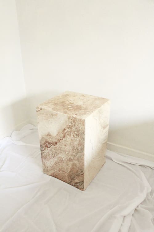 Travertine Plinth Side Table | Tables by Mahina Studio Arts