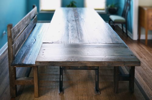 Industrial rustic oak table | Tables by Abodeacious