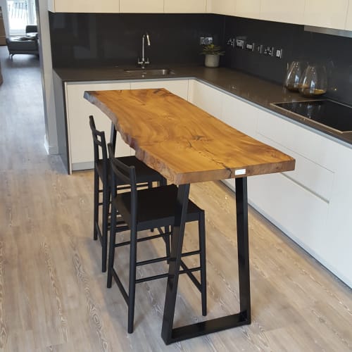 Elm Single Slab Live-Edge Breakfast Bar | Dining Table in Tables by Handmade in Brighton