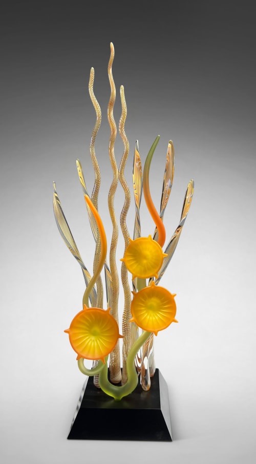 Dancing in the Sea of Coral, Carmelo | Sculptures by Warner Whitfield Designs,  Glass art sculpture