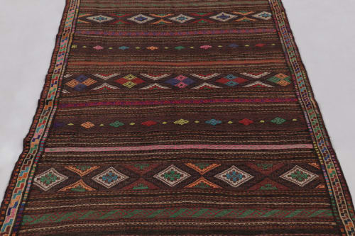 Vintage Persian Soumak Kilim, Vibrant Jewel Tone Geometric | Rugs by Rug and Kilim