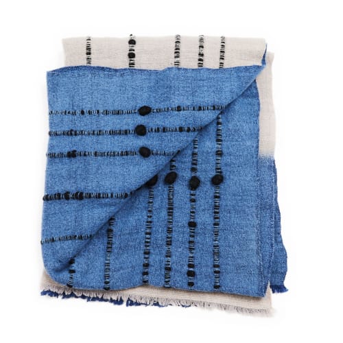 Mari Serene Blue Gray Calming Hues Hand Woven Hand Knotted T | Linens & Bedding by Studio Variously