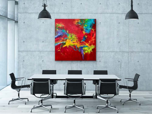 Red's Adventure Contemporary Oil Abstract | Paintings by Strokes by Red - Red (Linda Harrison)
