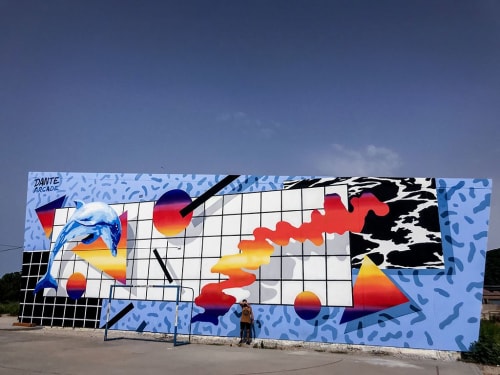 Tapestry on vector | Murals by Dante Arcade | IES Las Salinas del Mar Menor in Cabo de Palos