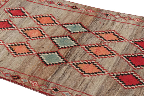 Vintage Gabbeh Persian Tribal Rug, Beige-Gray with DIamond | Rugs by Rug and Kilim