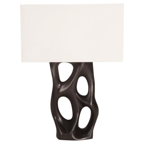 Amorph Loop Table Lamp, Ebony Stained, Ivory Silk Shade | Lamps by Amorph