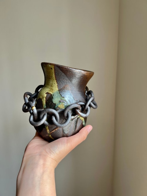 Ceramic Chain Vase Handmade Ceramic Vase | Vases & Vessels by D'Earth Pottery | Los Angeles in Los Angeles