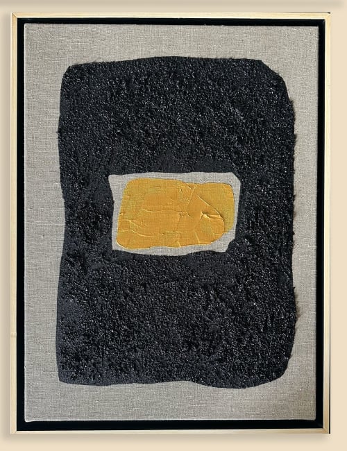 Gold and Carbon Painting on Spanish Linen Minimalist | Oil And Acrylic Painting in Paintings by RGB Fine Art