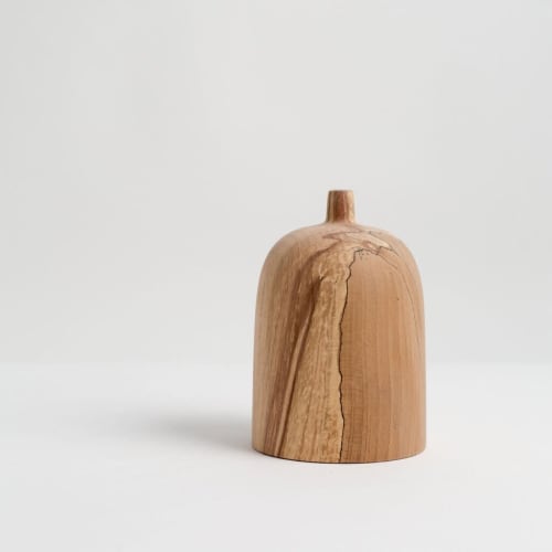 Wide Zai Vase In Spalted Beech | Vases & Vessels by Pooja Pawaskar