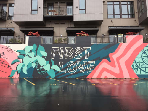 First Love | Street Murals by Sarah Robbins | Broadcast Apartments in Seattle