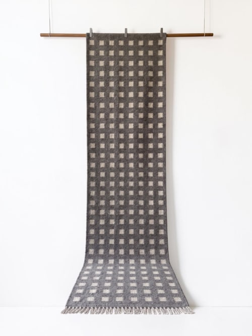 Handwoven Woolen Gray & White Runner Rug | Rugs by Evergreen Carpets
