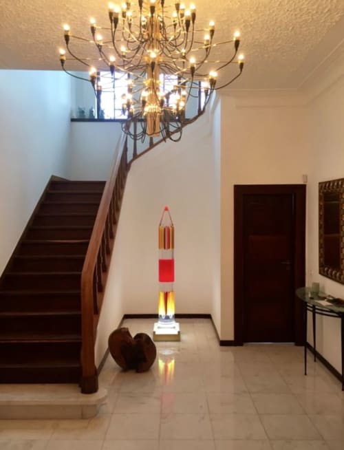 Plexiglass luminous sculpture ‘Rocket’ | Interior Design by Poliedrica srl | Private Residence -  Lisbon, Portugal in Lisbon