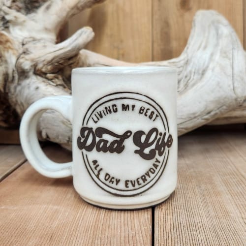 Rustic Dad Mug - White on Brown Clay | Drinkware by Pretty Little Pots