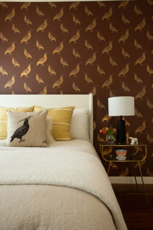 Fancy Pigeon | Gold On Espresso | Wallpaper in Wall Treatments by Weirdoh Birds