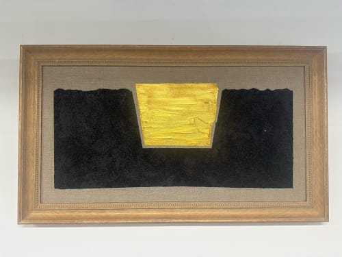 Gold and Carbon Painting on Spanish Linen Minimalist | Decorative Objects by RGB Fine Art