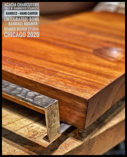Charcuterie Board (w/Hand-Forged-Stainless-Steel-Handles) | Tableware by Kramer Design Studio / Randall Kramer