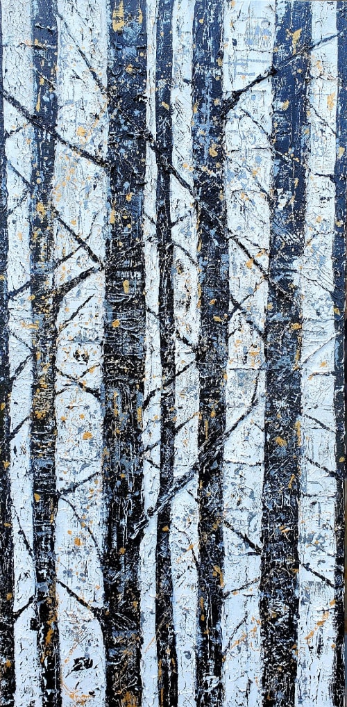 Winter's Golden Birch | Paintings by Liz Johnston