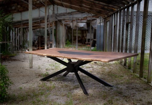 Walnut and Black Epoxy Single Slab Dining / Conference Table | Tables by Adrian Vogel