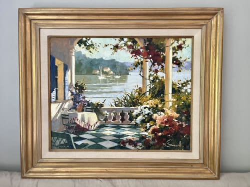 Lake Como Oil Painting by Marilyn Simandle | Paintings by DesignWell