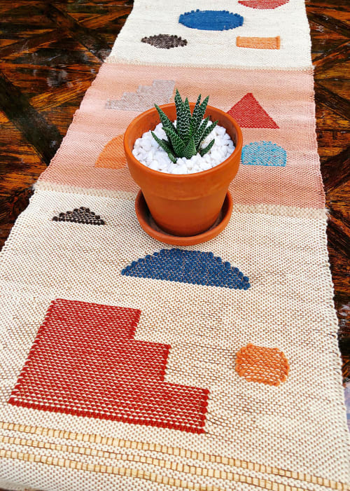 Handwoven Abstract Table Runner | Tableware by Zanny Adornments | Private Residence - Austin, TX in Austin