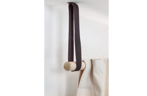 Chocolate Leather Suspension Strap | Storage by Keyaiira | leather + fiber | Artist Studio in Santa Rosa