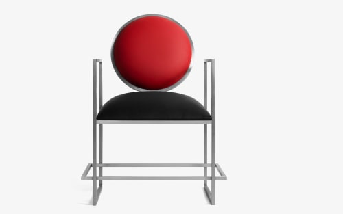 Naifu Metal and Faux Leather Chair | Accent Chair in Chairs by LAGU