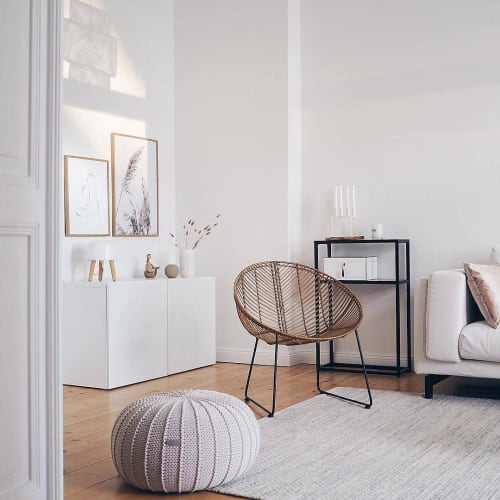 Medium Knitted Pouffe | Benches & Ottomans by Zuri House