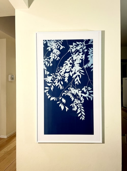 Spring Night 2: Framed 40 x 24" original cyanotype/ monotype | Paintings by Christine So