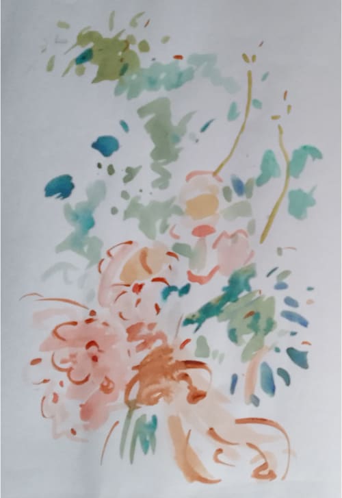 Aabstract flower 2 | Watercolor Painting in Paintings by Cumin Studio