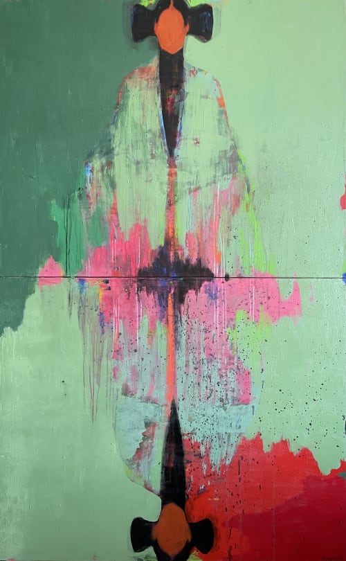 Reflected Silence — Alienation Series (Diptych) | Paintings by Gela Mikava