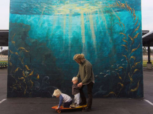 “Underwater Scene” mural | Murals by Chapman Hamborg | Peterson Elementary in Huntington Beach