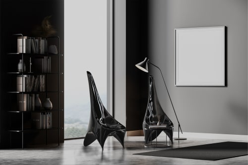 "Nyx" Contemporary lounge chair in black lacquered fiberglas | Chairs by Carcino Design